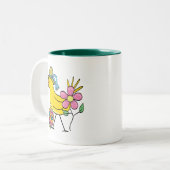 Tasse 2 Couleurs T-shirts et cadeaux jaunes d'oiseau de Pâques (Devant gauche)