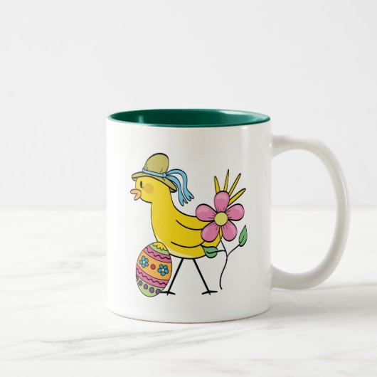 Tasse 2 Couleurs T-shirts et cadeaux jaunes d'oiseau de Pâques (Droit)