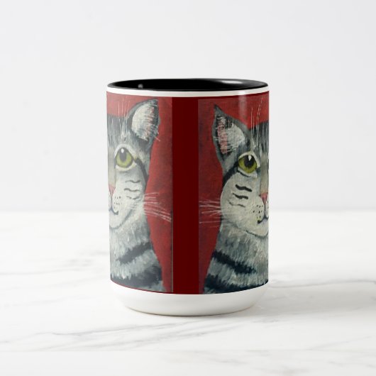 Tasse 2 Couleurs Tabby Cat (Centre)