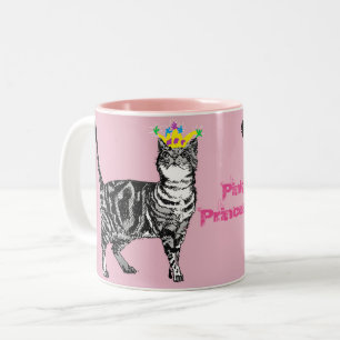 Tasse 2 Couleurs Tabby Chat Funny Pink Princess Chats filles cadeau