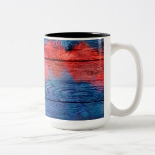 Tasse 2 Couleurs Tableau Abstrait en bois vintage #12