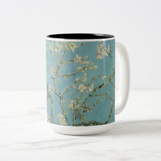 Tasse 2 Couleurs Tableau des fleurs d'amandes de Van Gogh (Devant droit)