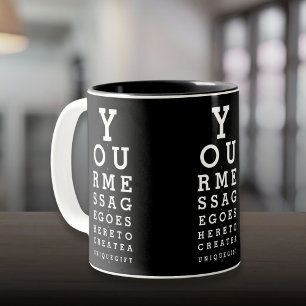 Tasse 2 Couleurs Tableau d'opticien pour la vue drôle avec message 