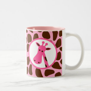 Tasse 2 Couleurs Taches roses et Brown de girafe et tête de girafe