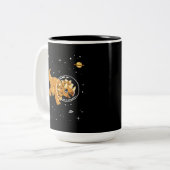 Tasse 2 Couleurs Tan Triceratops Dinos Dans L'Espace (Devant gauche)
