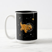 Tasse 2 Couleurs Tan Triceratops Dinos Dans L'Espace (Gauche)