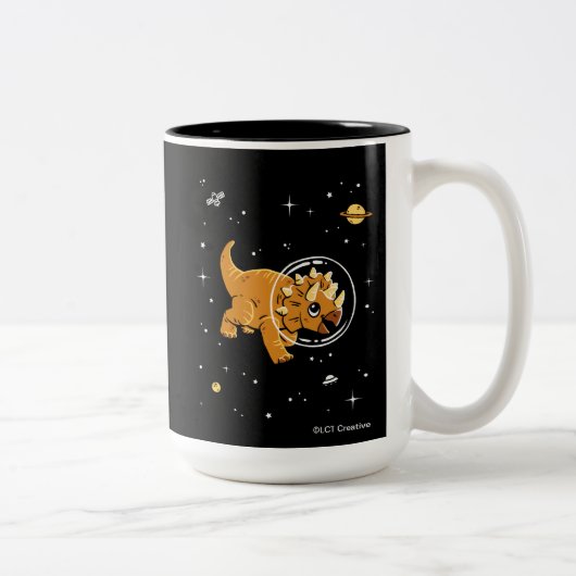 Tasse 2 Couleurs Tan Triceratops Dinos Dans L'Espace (Droit)