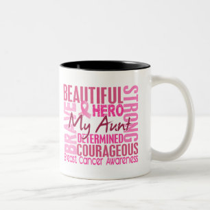 Tasse 2 Couleurs Tante carrée cancer du sein d'hommage