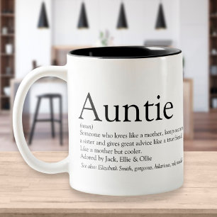 Tasse 2 Couleurs Tante cool en noir et blanc Définition