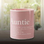 Tasse 2 Couleurs Tante Tante Définition Dusty Rose rose<br><div class="desc">Personnalisez votre tante ou votre tante pour créer un cadeau unique. Une façon parfaite de lui montrer à quel point elle est extraordinaire chaque jour. Conçu par Thisisnotme©</div>