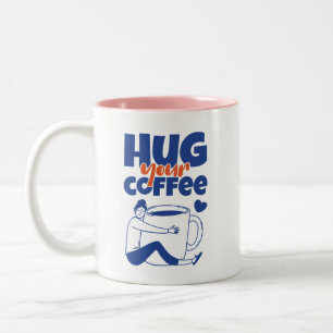 Tasse 2 Couleurs Tapez Votre Café Typographie Rétro Bleue