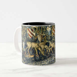 Tasse 2 Couleurs Tapisserie Art Vintage Cerf & Boucliers de William