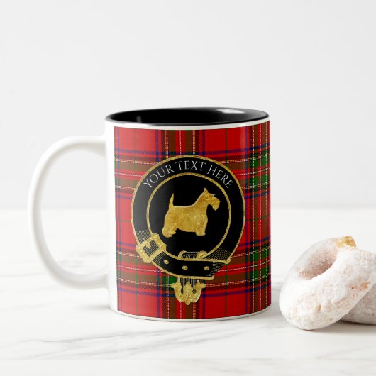 Tasse 2 Couleurs Tartan de Clan Crest Tartan (Avec donut)