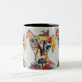Tasse 2 Couleurs Tasse 11oz Chien de Couleurs Multiples (Centre)