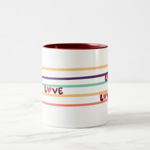 Tasse 2 Couleurs "Tasse à café Amour – Design de lignes colorées vi