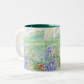 Tasse 2 Couleurs Tasse-Fleurs, papillon, arc-en-ciel (Devant gauche)