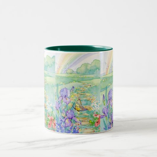 Tasse 2 Couleurs Tasse-Fleurs, papillon, arc-en-ciel (Centre)