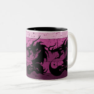 Tasse 2 Couleurs Tatouage de dragon tribal en noir et rose