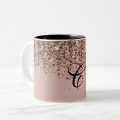 Tasse 2 Couleurs Taupe Blush Rose Bronze Or Glitter Glam (Devant gauche)