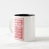 Tasse 2 Couleurs Taux horaire de charpentier amusant (Devant gauche)