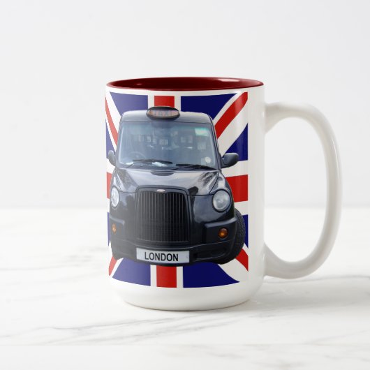 Tasse 2 Couleurs Taxi noir de Londres (Droit)