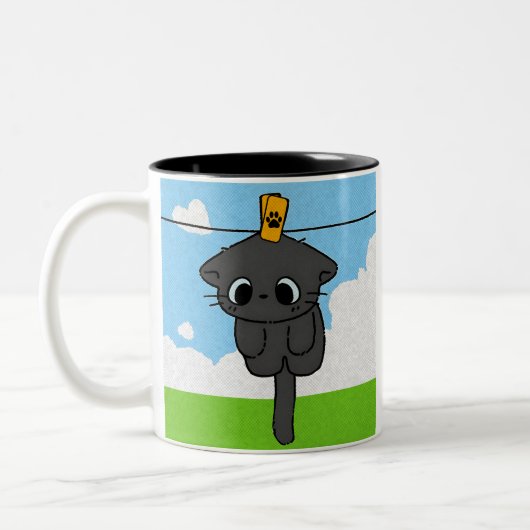 Tasse 2 Couleurs Taza. Cute cat. Clothesline (Gauche)