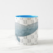 Tasse 2 Couleurs Tea Marine Mammal Aquarelle Baleine Bleue (Centre)