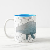 Tasse 2 Couleurs Tea Marine Mammal Aquarelle Baleine Bleue (Gauche)