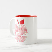 Tasse 2 Couleurs Teacher Apple Typography Red and White (Devant gauche)