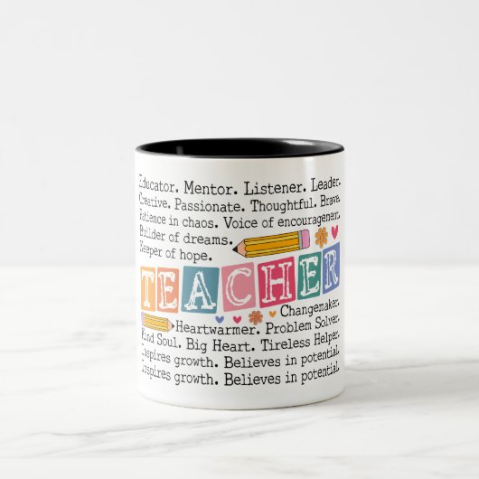 Tasse 2 Couleurs Teacher Words (Centre)