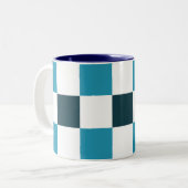 Tasse 2 Couleurs Teal Blue Checkerboard (Devant gauche)