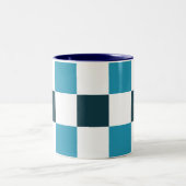 Tasse 2 Couleurs Teal Blue Checkerboard (Centre)