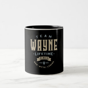 Tasse 2 Couleurs Team Wayne Membre à vie Nom personnalisé