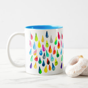 Tasse 2 Couleurs Teardrops aquarelle coloré whimsical