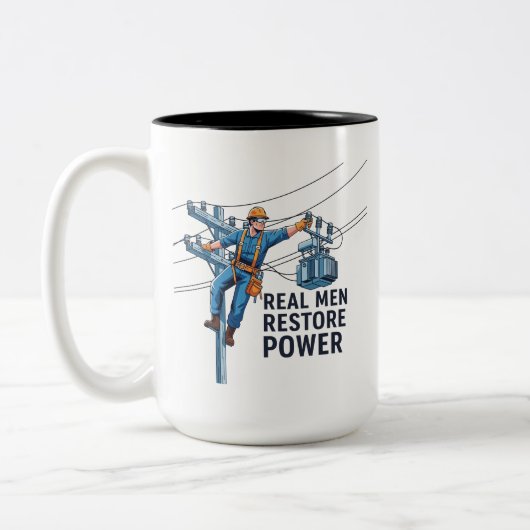 Tasse 2 Couleurs Technicien de ligne professionnel (Gauche)