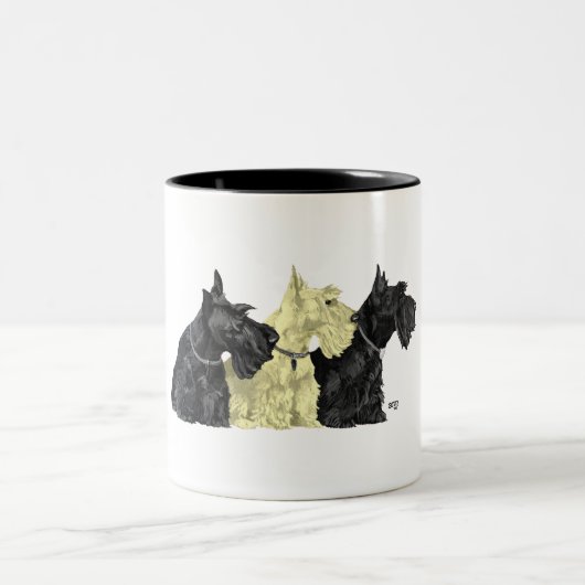 Tasse 2 Couleurs Teckels écossais noirs et froment (Centre)