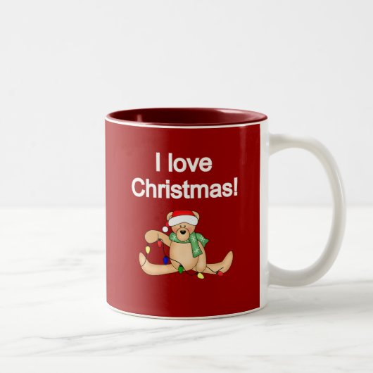 Tasse 2 Couleurs Teddy Bear I Love Tshirts et cadeaux de Noël (Droit)