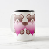 Tasse 2 Couleurs Teddy Bear Valentine Heart (Devant gauche)