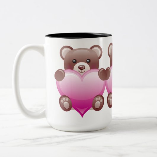 Tasse 2 Couleurs Teddy Bear Valentine Heart (Gauche)