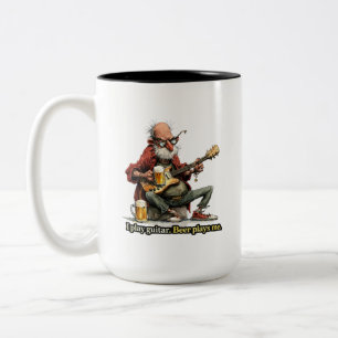 Tasse 2 Couleurs Tee drôle de musicien à la bière et à la guitare