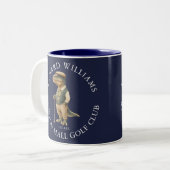 Tasse 2 Couleurs Tee-Rex Dinosaur Golfer Name And Club Navy Blue (Devant gauche)