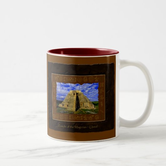 Tasse 2 Couleurs Temple du Magicien Mayan cadeau article (Droit)