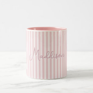 Tasse 2 Couleurs Tendance Mignonne Rayée Rose Esthétique Nom Person