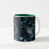Tasse 2 Couleurs Tentacle Turquoise De Cthulhu Gothique Avec Fleurs (Devant droit)