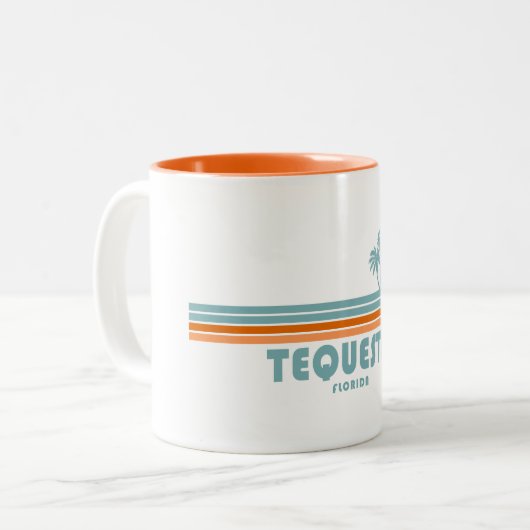 Tasse 2 Couleurs Tequesta Floride Sun Palm Trees (Devant gauche)