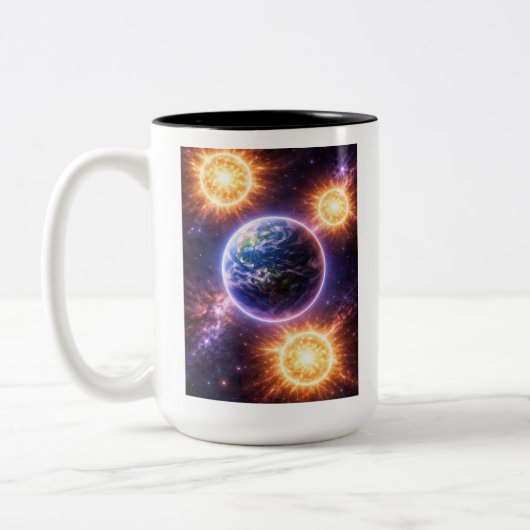 Tasse 2 Couleurs Terre avec trois soleils (Gauche)