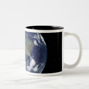 Tasse 2 Couleurs Terre entièrement éclairée centrée sur l'Amérique