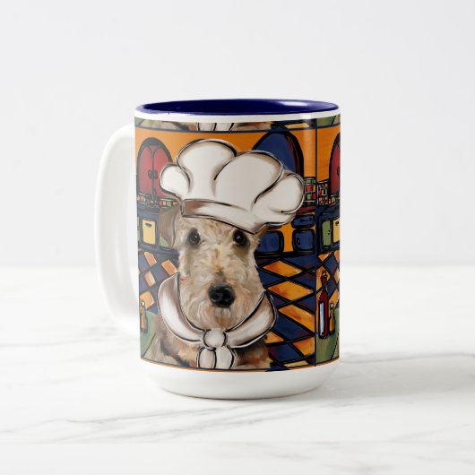 TASSE 2 COULEURS TERRIER AIREDALE (Devant gauche)