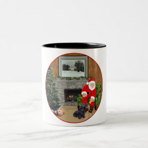 Tasse 2 Couleurs Terrier Écossais Heureux & Père Noël