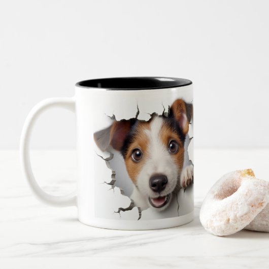 Tasse 2 Couleurs Terrier Jack Russell (Avec donut)